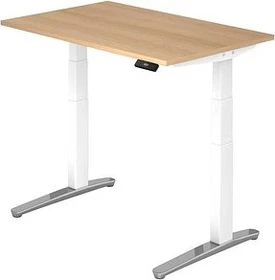 Hammerbacher Ergonomic Aktiv XBHM12 elektrisch höhenverstellbarer Sitz-Steh-Schreibtisch 120x80cm Eiche/weiß