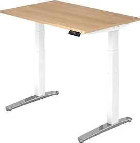 Hammerbacher Ergonomic Aktiv XBHM12 elektrisch höhenverstellbarer Sitz-Steh-Schreibtisch 120x80cm Eiche/weiß