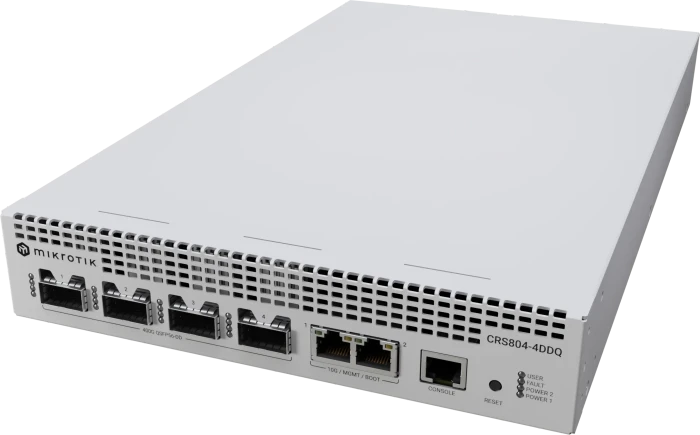 MikroTik Cloud Router Switch CRS804 DDQ Rackmount 400G Managed Switch, 4x QSFP56-DD, 2x RJ-45