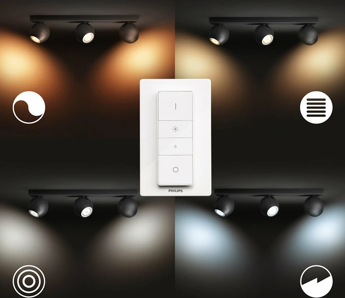 Philips Hue White Ambiance Buckram 3-flammig schwarz
