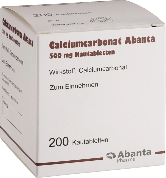 Abanta Calciumcarbonat 500mg Kautabletten, 200 Stück
