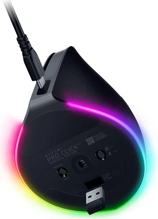 Razer Pro Click V2 Vertical Edition Wireless Mouse, schwarz, USB/Bluetooth