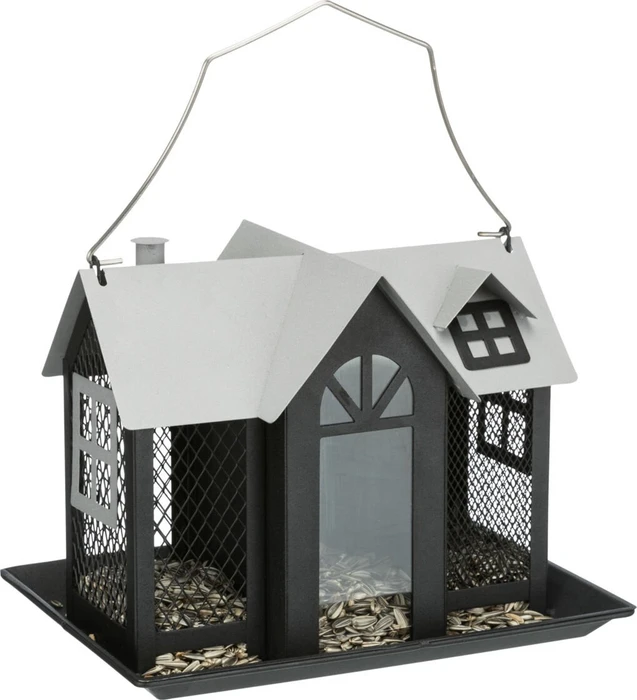 Trixie Vogelfutterhaus Villa mit 3 Kammern, schwarz/weiß