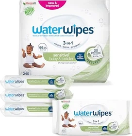 WaterWipes Feuchttücher, 240 Stück (4x 60 Stück) (verschiedene Ausführungen)