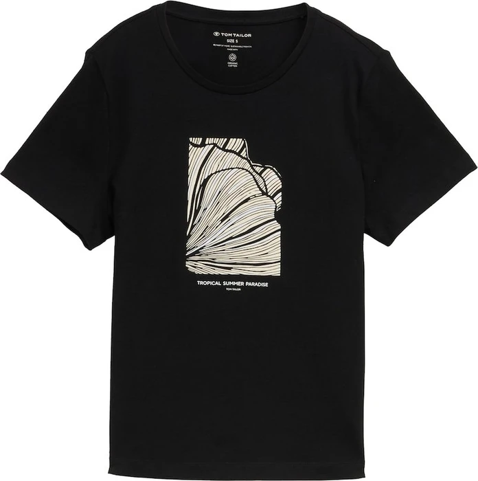Tom Tailor Print T-Shirt kurzarm schwarz (Damen)