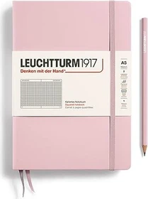 Leuchtturm1917 Medium Notizbuch, A5, kariert, Hardcover, puder, 126 Blatt
