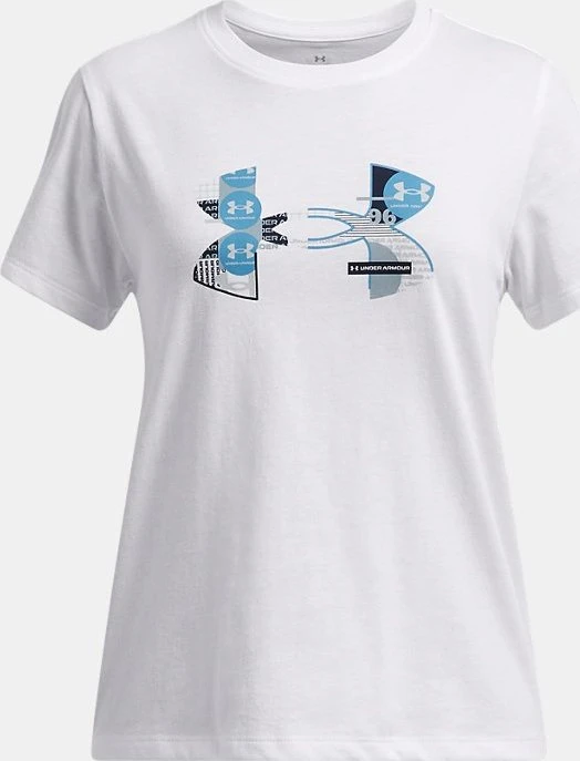 Under Armour Big Logo UA Fill Funktionsshirt kurzarm white/harbor blue/ether blue (Junior)
