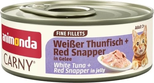 animonda Carny Adult Fine Fillets, mit Weißer Thunfisch und Red Snapper in Gelee, 720g (12x 60g)