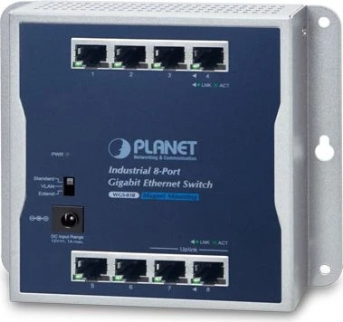 Planet WGS-800 Industrial Wallmount Gigabit Switch, 8x RJ-45