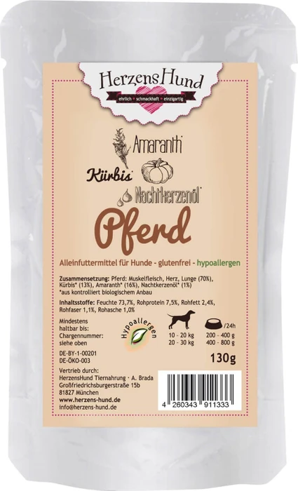 Herzens Hund Bio Pferd mit Bio Gemüse