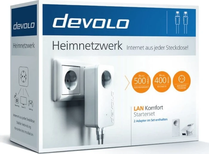 devolo LAN Komfort Starter Kit, HomePlug AV2, 2x RJ-45, 2er-Pack