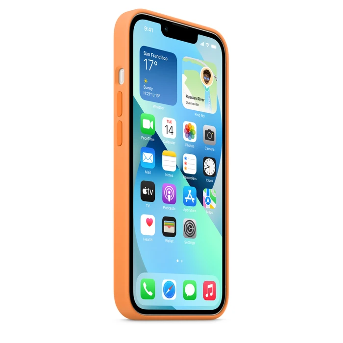 Apple Silikon Case mit MagSafe für iPhone 13 gelborange