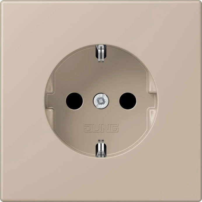 Jung SCHUKO-Steckdose, 16 A 250 V ~, Schraubklemmen, Duroplast lackiert, Serie LS, ombre naturelle claire