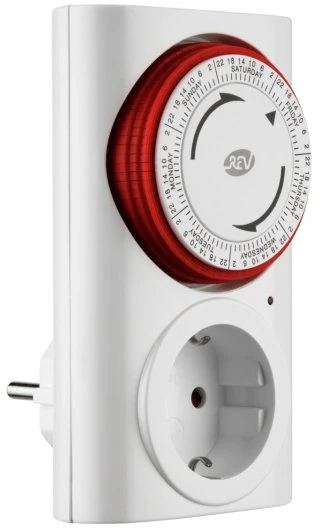 REV Ritter mechanische Wochenzeitschaltuhr Premium, weiß/rot