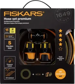Fiskars Premium Gartenschlauchset schwarz/orange, 15m