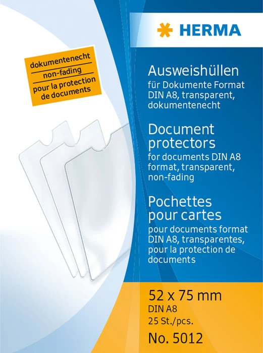 Herma Ausweishülle 52x75mm für Dokumente, A8, transparent, 25er-Pack