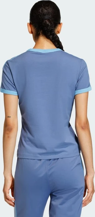 adidas 3-Streifen Slim T-Shirt kurzarm crew blue/light blue/white (Damen)