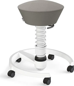 Aeris Swopper New Edition Bürohocker mit Rollen, Feder Standard, Gestell Alu weiß, Bezug Wollmischung Select grau