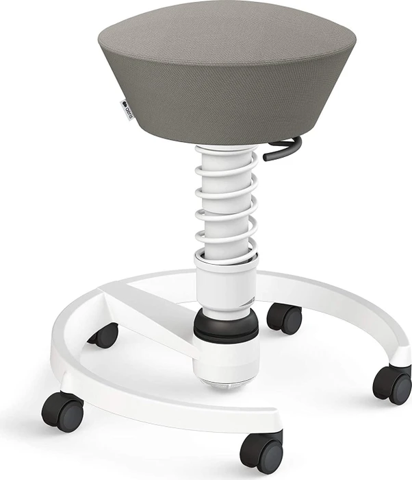 Aeris Swopper New Edition Bürohocker mit Rollen, Feder Standard, Gestell Alu weiß, Bezug Wollmischung Select grau