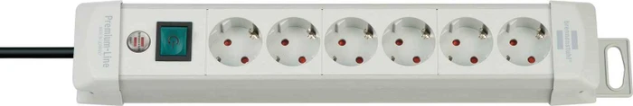 Brennenstuhl Premium-Line mit Schalter, 6-fach, 3m, grau
