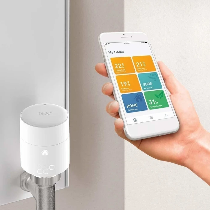 tado Smartes Funk-Heizkörperthermostat, vertikale Montage, Heizungssteuerung