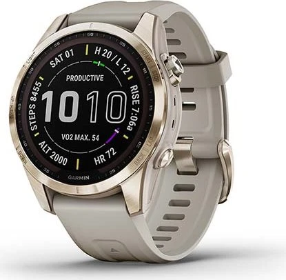 Garmin Fenix 7S Sapphire Solar cream gold titanium/light sand