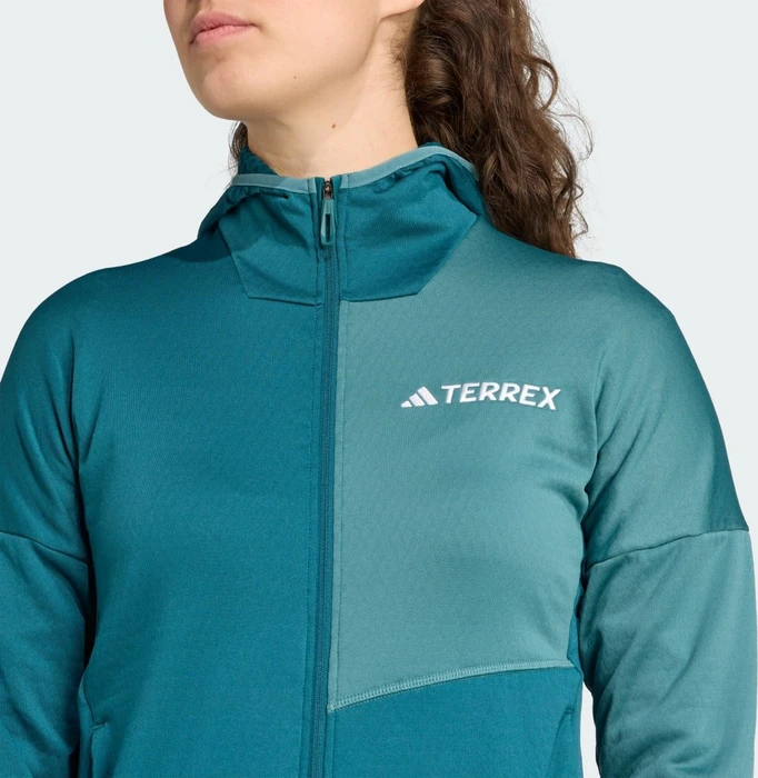 adidas Terrex Xperior Climawarm Light Fleece Hooded Jacke mystery green/preloved teal (Damen)