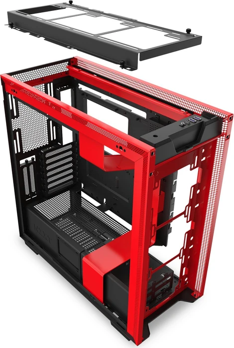 NZXT H710i, schwarz/rot, Glasfenster