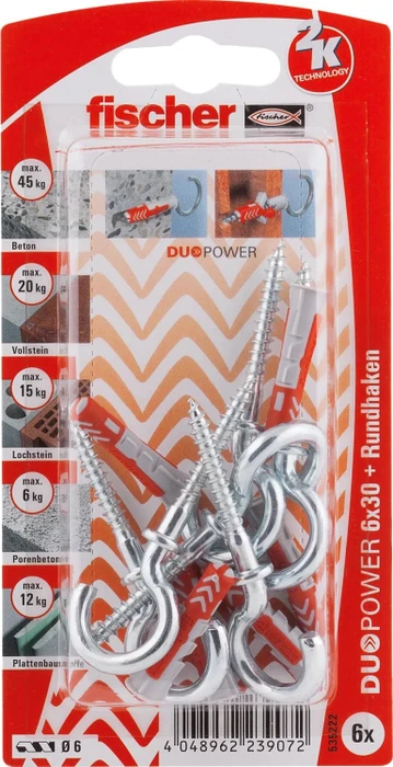 fischer DuoPower 6x30 RH K Schrauben/Dübel-Sortiment, 6 Stück