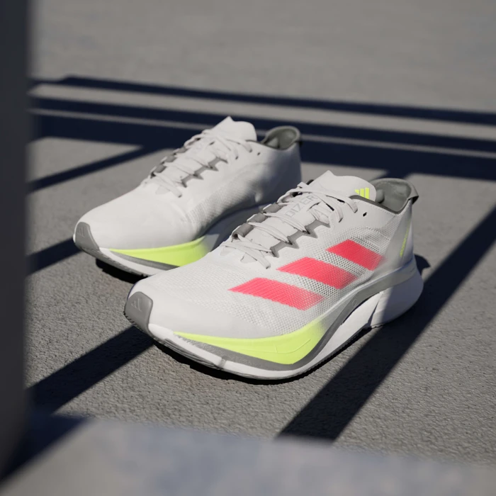 adidas Adizero Boston 12 dash grey/lucid red/lucid lemon (Damen)