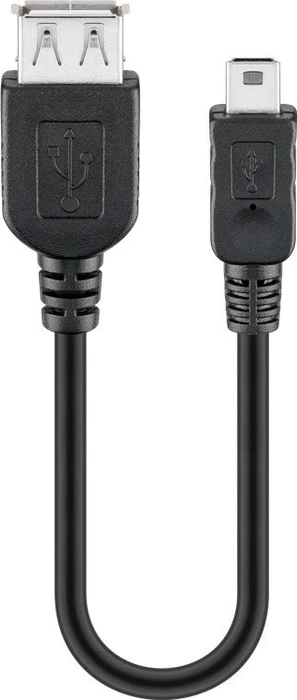 Wentronic Goobay USB 2.0 Adapterkabel, USB-A [Buchse] auf USB Mini-B [Stecker], 0.2m