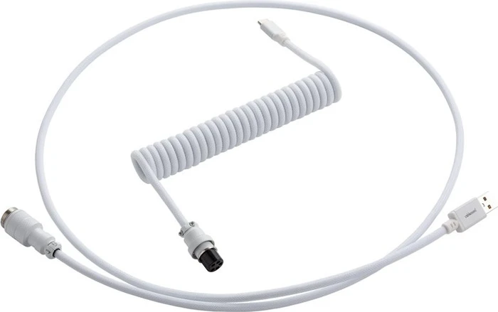 CableMod Pro Coiled Keyboard Cable USB Micro-B auf USB-A, Tastaturkabel (Spiral-Textilkabel), 1.5m, Glacier White