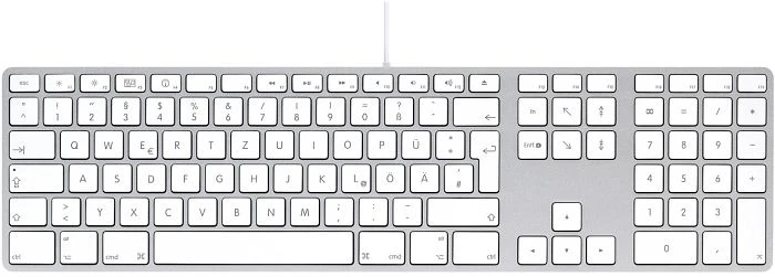 Apple Keyboard mit Ziffernblock, Rev. B, USB, DE