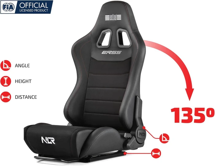 Next Level Racing ERS5 Elite Liegesitz, PU Leather & Suede Edition, schwarz