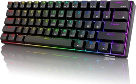 RK Royal Kludge RK61 60% Wireless, schwarz, LEDs RGB, hot-swap, RK RED, USB/Bluetooth, US
