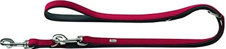 Hunter Softie Verstellbare Führleine für Hunde, Kunstleder, samtig, pflegeleicht, 1.5/200cm, rot