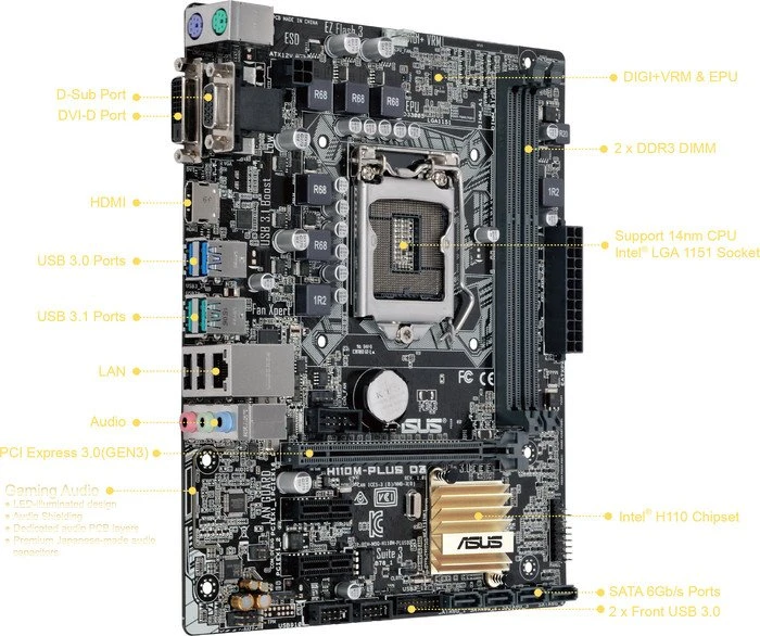 ASUS H110M-Plus D3 (Intel 1151)