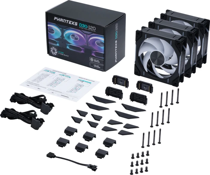 Phanteks D30-120 D-RGB, schwarz, 120mm, 3er-Pack