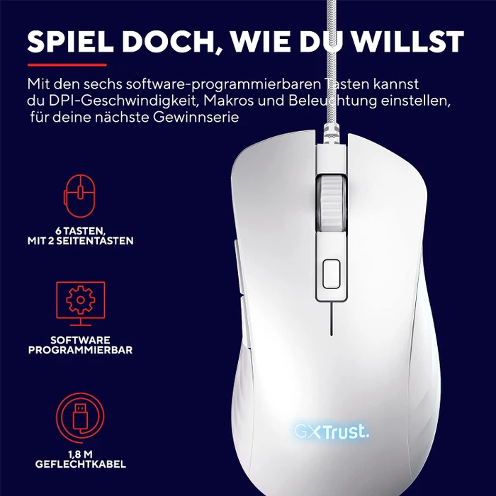 Trust Gaming GXT 924W YBAR+ Gaming Mouse weiß, USB