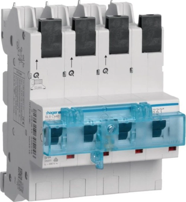 Hager SLS Schalter 4 polig 3P+N Cs-Charakteristik 40A für Hutschienemontage