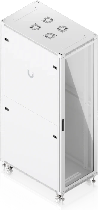 Ubiquiti 42U Rack Cabinet, 19" Rackschrank 42HE, mit Rollen, Glastür, weiß, 1000mm tief