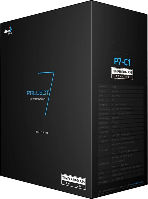 AeroCool Project7 P7-C1 Tempered Glass Edition schwarz, Glasfenster, schallgedämmt
