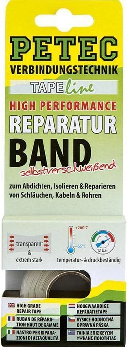 Petec high performance Reparaturband transparent/weiß, Gewebeband, 25mm/3m, 1 Stück