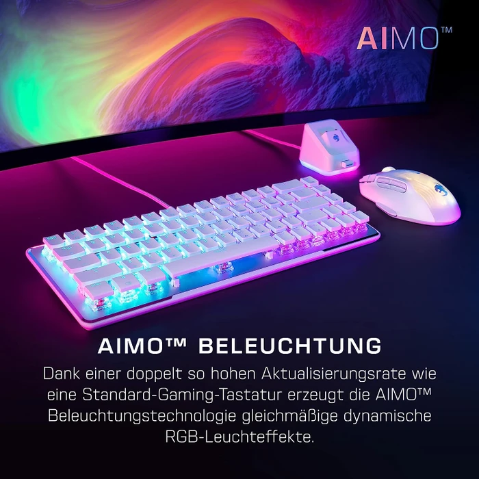 Roccat Vulcan II Mini Air, LEDs RGB, weiß/silber, TITAN II OPTICAL RED, USB/Bluetooth, DE