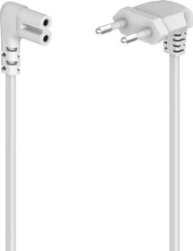 Hama Euro-Netzkabel gewinkelt/gewinkelt, 5m weiß