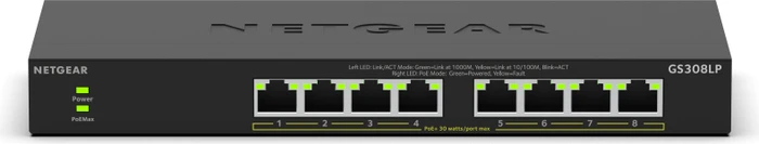 Netgear ProSAFE GS300 Desktop Gigabit Switch, 8x RJ-45, 60W PoE+