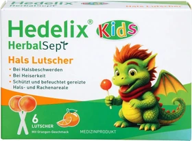 Dr. Theiss Hedelix HerbalSept Hals Lutscher Kids Orange, 6 Stück