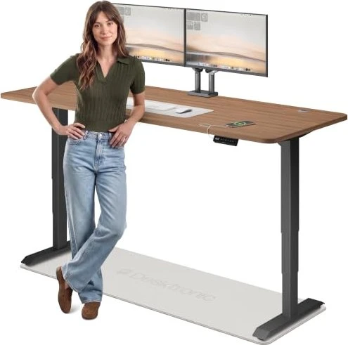 Desktronic HomePro Sitz-Steh-Schreibtisch 200x80cm Nussbaum/schwarz