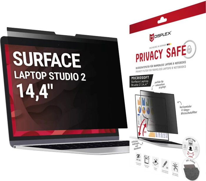 Displex Displayschutzglas mit Blickschutz für Surface Laptop Studio 2 14.4"