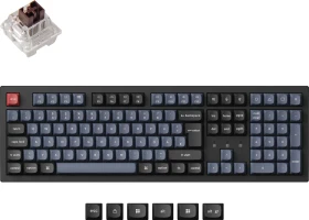 Keychron K10 Pro, PBT, schwarz/blaugrau, LEDs RGB, Keychron K Pro BROWN, USB/Bluetooth, DE